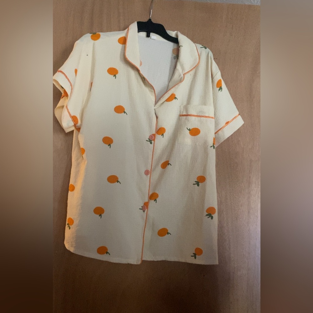 Cream and Orange Patterned Men's Shirt